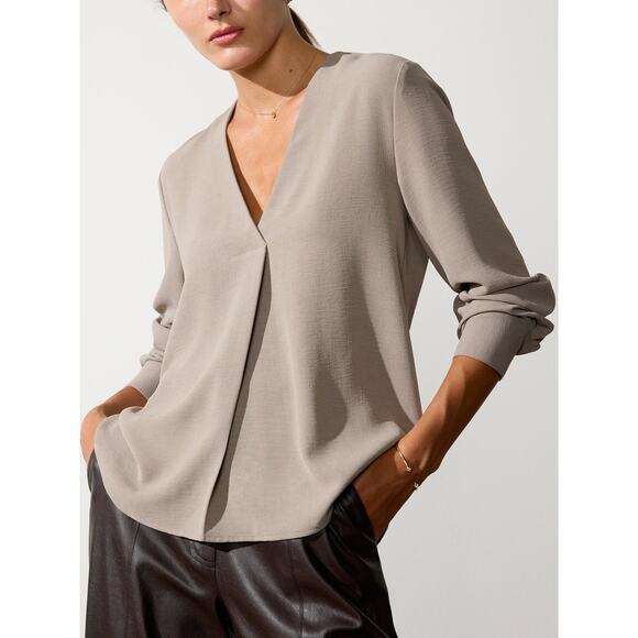 Brochu Walker Taupe V-Neck Long Sleeve Blouse - Picture 13 of 13